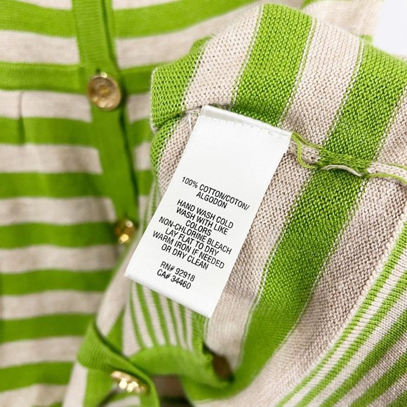 Vintage Juicy Couture Y2K Green Striped Short Sleeve Button Cardigan - Size P - Picture 4 of 4